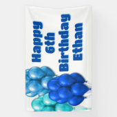 Blauwe ballonnen Happy Birthday Boys Party Spandoek (Verticaal)