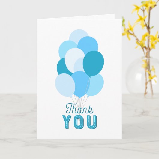 Blauwe ballonnen Hartelijk dank Kaart (Gele Bloem)