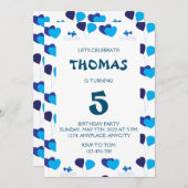 Blauwe ballonnen harten jongen kinderen Birthday p Kaart (Voorkant / Achterkant)