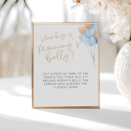 Blauwe ballonnen Hoe groot is het buikteken van ma Poster