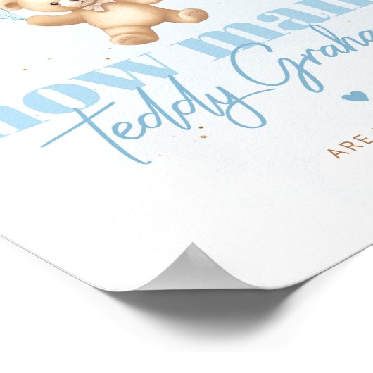 Blauwe ballonnen Hoeveel teddygrammen Poster (Hoek)