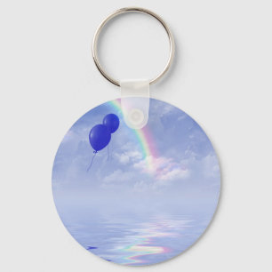 blauwe ballonnen in de regenboog sleutelhanger