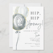 Blauwe ballonnen jongen 2 verjaardag kaart (Voorkant)