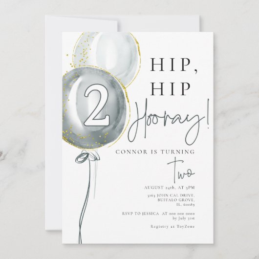 Blauwe ballonnen jongen 2 verjaardag kaart (Voorkant)