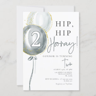 Blauwe ballonnen jongen 2 verjaardag kaart