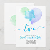 Blauwe ballonnen jongen 2e verjaardag tweede verja kaart (Voorkant / Achterkant)