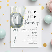 Blauwe ballonnen jongen eerste verjaardag kaart