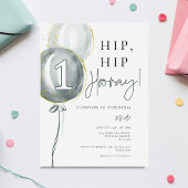 Blauwe ballonnen jongen eerste verjaardag kaart