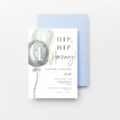 Blauwe ballonnen jongen eerste verjaardag kaart