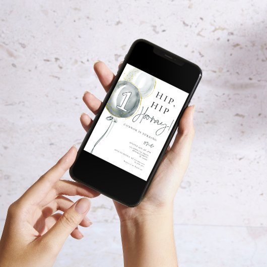 Blauwe ballonnen jongen eerste verjaardag kaart