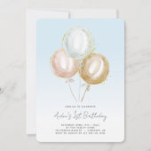 Blauwe ballonnen jongens 1e verjaardag kaart (Voorkant)