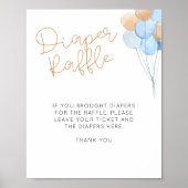 Blauwe ballonnen Luier Raffle Sign Poster (Voorkant)