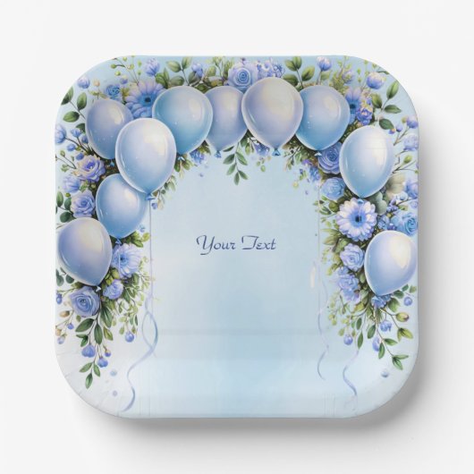 Blauwe ballonnen papier Bord (Voorkant)