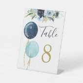 Blauwe ballonnen Tabelnummer voetteken Reclamebord Met Voetstuk (Voorkant)