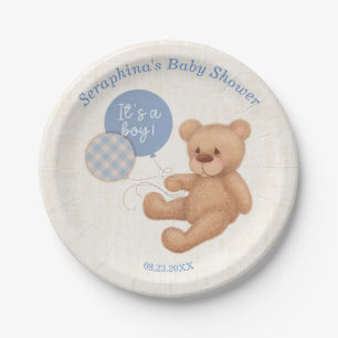 Blauwe ballonnen Teddy Bear Baby shower Paper Bord