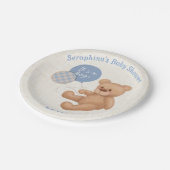 Blauwe ballonnen Teddy Bear Baby shower Paper Bord (Gekanteld)