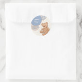 Blauwe ballonnen Teddy Bear Dank je Baby shower Ronde Sticker (Tas)