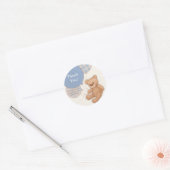 Blauwe ballonnen Teddy Bear Dank je Baby shower Ronde Sticker (Envelop)
