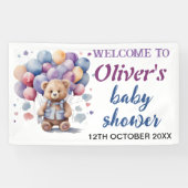 blauwe ballonnen teddybeer baby jongen douche spandoek (Horizontaal)