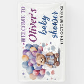 blauwe ballonnen teddybeer baby jongen douche spandoek (Verticaal)