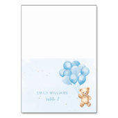 Blauwe ballonnen teddybeer baby shower plaatskaart kaart (Voorkant)