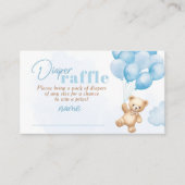 Blauwe ballonnen teddybeer luier loterij ticket informatiekaartje (Voorkant)