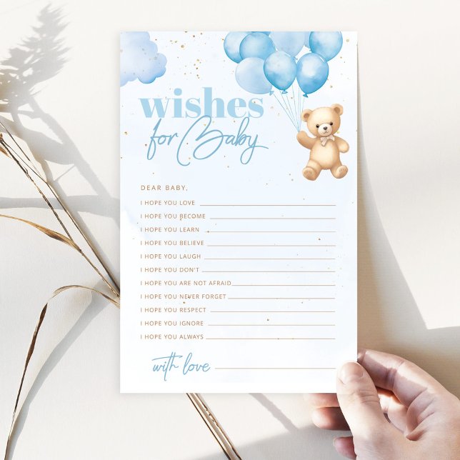 Blauwe ballonnen teddybeer wensen voor baby (Creator heeft geüpload)