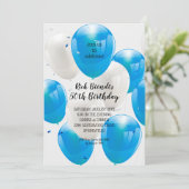 Blauwe ballonnen van Birthday Party Kaart (Staand voorkant)