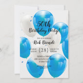 Blauwe ballonnen van Birthday Party Kaart (Voorkant)