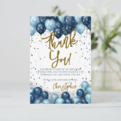 Blauwe ballonnen Verjaardag Bedankkaart (Staand voorkant)