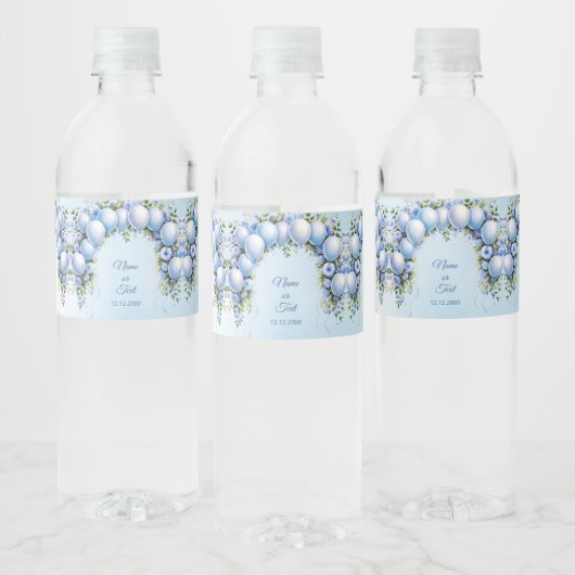 Blauwe ballonnen Waterfles Label Etiket (Flessen)