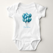 Blauwe Ballonnen Waterverf Jongen Baby Shower Romper (Voorkant)