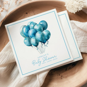 Blauwe Ballonnen Waterverf Jongen Baby Shower  Servet