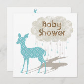 Blauwe Bambi Baby shower Kaart (Voorkant / Achterkant)