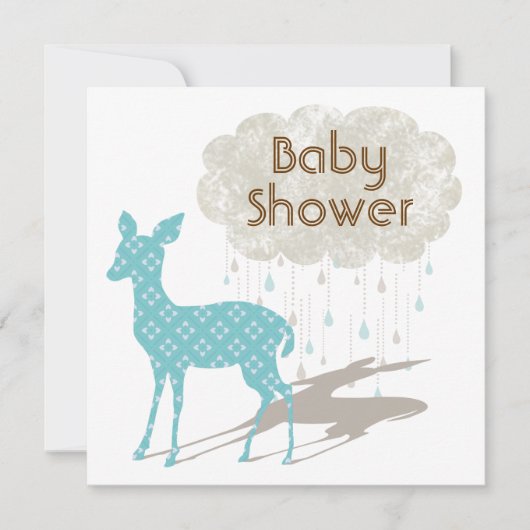 Blauwe Bambi Baby shower Kaart (Voorkant)