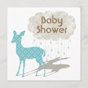 Blauwe Bambi Baby shower Kaart