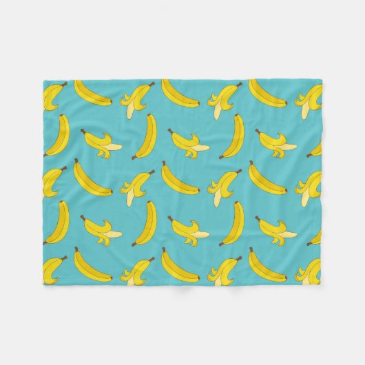 Blauwe banaan fleece deken (Voorkant (Horizontaal))