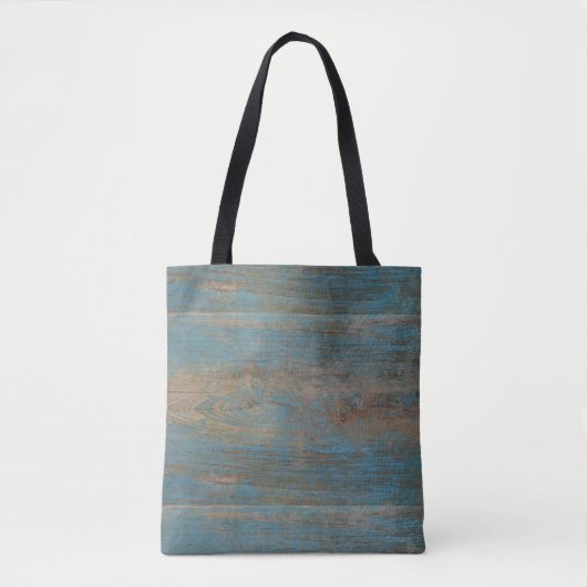 Blauwe band houtextuur tote bag (Voorkant)