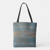Blauwe band houtextuur tote bag (Achterkant)