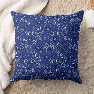 Blauwe Bandana Moderne Cowboy Cowgirl Rodeo Pret Kussen