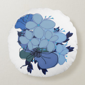 Blauwe bankkussen rond kussen