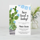 Blauwe banner Cactus Taco over een Baby-Baby showe Kaart (Staand voorkant)