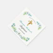 Blauwe Baptisme van Elegant Gold Cross Boy Servet (Hoek)