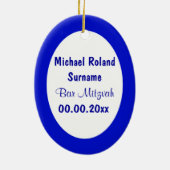 Blauwe bar mitzvah foto keepslag keramisch ornament (Achterkant)