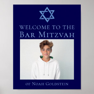Blauwe Bar Mitzvah-foto Ster van David-feest Poster