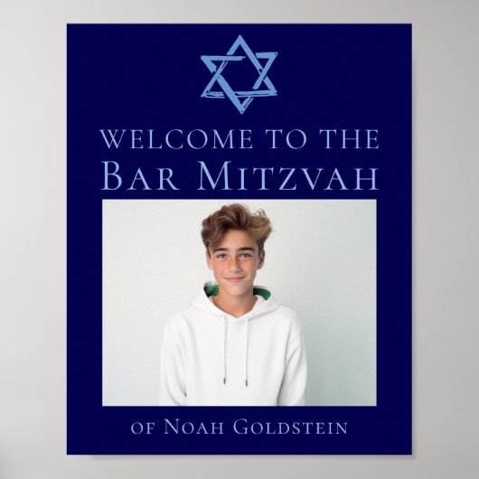 Blauwe Bar Mitzvah-foto Ster van David-feest Poster (Voorkant)