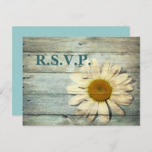 blauwe barnwood land maisy bruiloft reactie RSVP Uitnodiging Briefkaart (Voorkant / Achterkant)