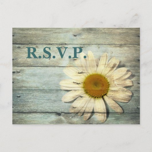 blauwe barnwood land maisy bruiloft reactie RSVP Uitnodiging Briefkaart (Voorkant)