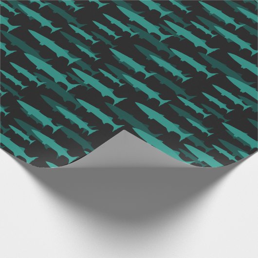 Blauwe Barracuda vis Cadeaupapier (Hoek)