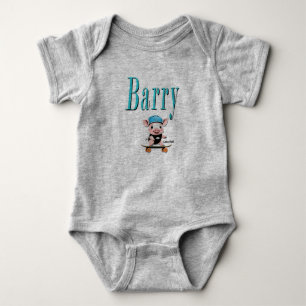 Blauwe Barry Naam En Biggetje Skateboarden, Romper